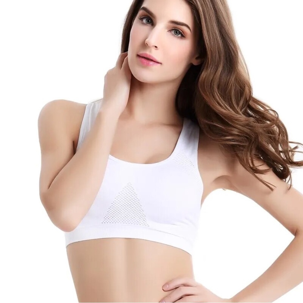 Sports Bra Double Layer Breathable Seamless Padded Anti Sweat Fitness White XL